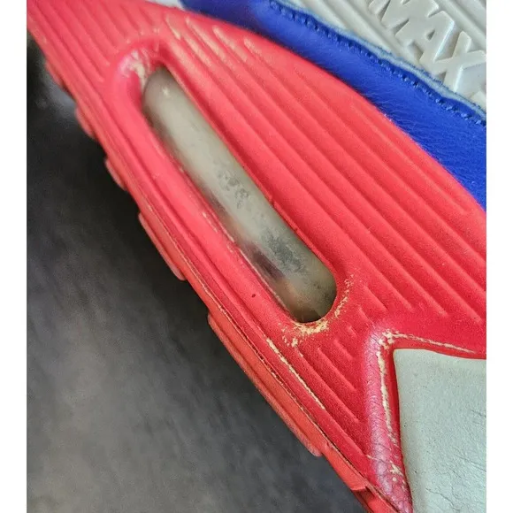 Nike ID Air Max 1 Custom Red White Blue Sneakers SIZE 12.5 Home Game Embroidered