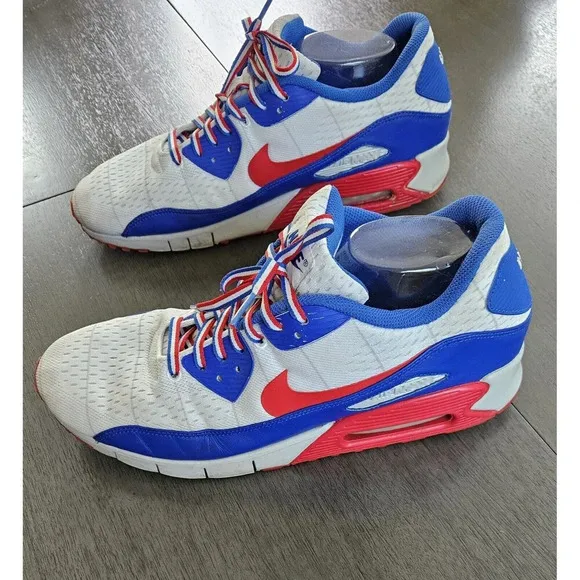 Nike ID Air Max 1 Custom Red White Blue Sneakers SIZE 12.5 Home Game Embroidered