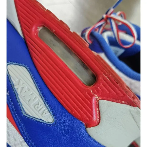 Nike ID Air Max 1 Custom Red White Blue Sneakers SIZE 12.5 Home Game Embroidered