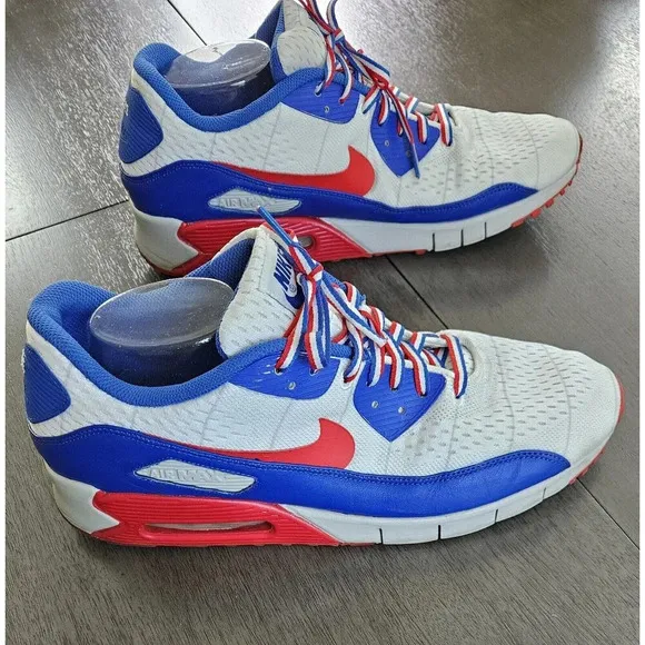 Nike ID Air Max 1 Custom Red White Blue Sneakers SIZE 12.5 Home Game Embroidered