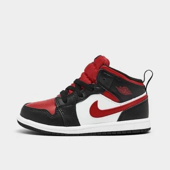 Nike Jordan 1 Mid AJI TD Shoes Sneakers Black / Red 640735-079 Toddler