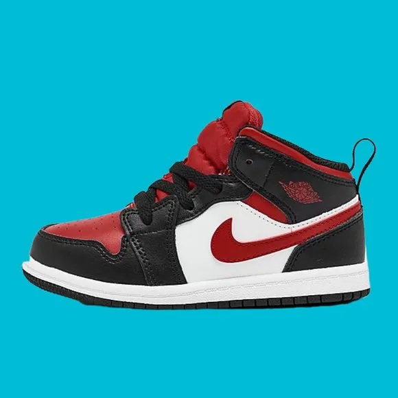 Nike Jordan 1 Mid AJI TD Shoes Sneakers Black / Red 640735-079 Toddler