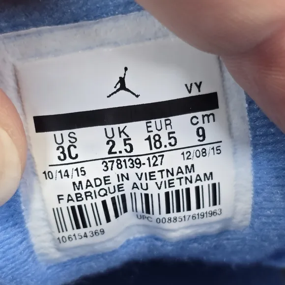 Nike Jordan 12 XIll Retro Carolina Blue Crib Shoes Baby Size 3C (378139-127) NEW