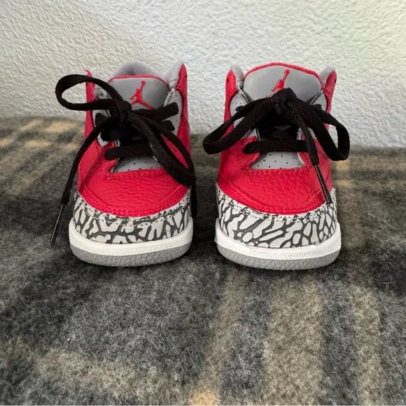 Nike Jordan 3 Retro Baby/Toddler Shoes SE Fire Red-Cement Grey-Black Boys 4C NEW