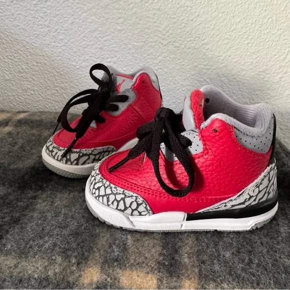 Nike Jordan 3 Retro Baby/Toddler Shoes SE Fire Red-Cement Grey-Black Boys 4C NEW
