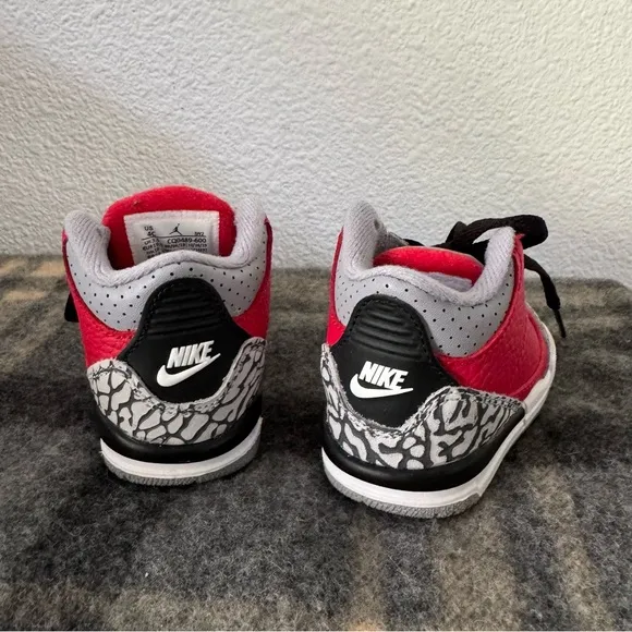 Nike Jordan 3 Retro Baby/Toddler Shoes SE Fire Red-Cement Grey-Black Boys 4C NEW