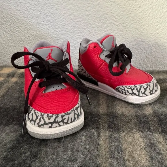Nike Jordan 3 Retro Baby/Toddler Shoes SE Fire Red-Cement Grey-Black Boys 4C NEW
