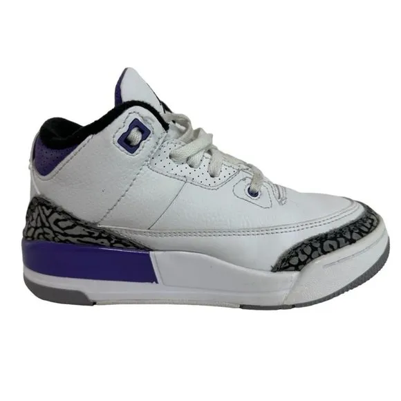 Nike JORDAN 3 Retro Dark Iris PS Sneakers DM0966-105 White Gray Purple Shoes 1.5
