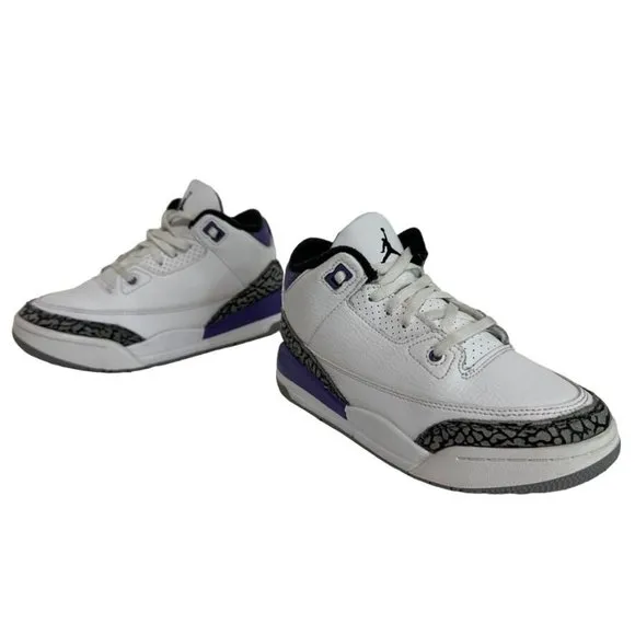 Nike JORDAN 3 Retro Dark Iris PS Sneakers DM0966-105 White Gray Purple Shoes 1.5