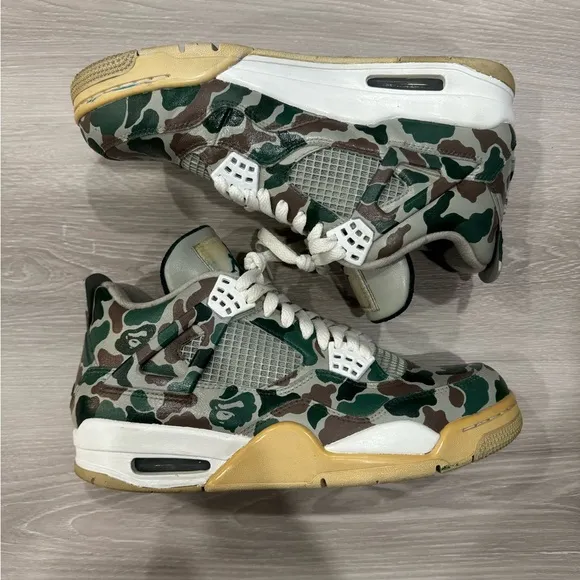 Nike Jordan 4 Military Blue Custom Bape Camo Men Shoes Sneakers Basketball