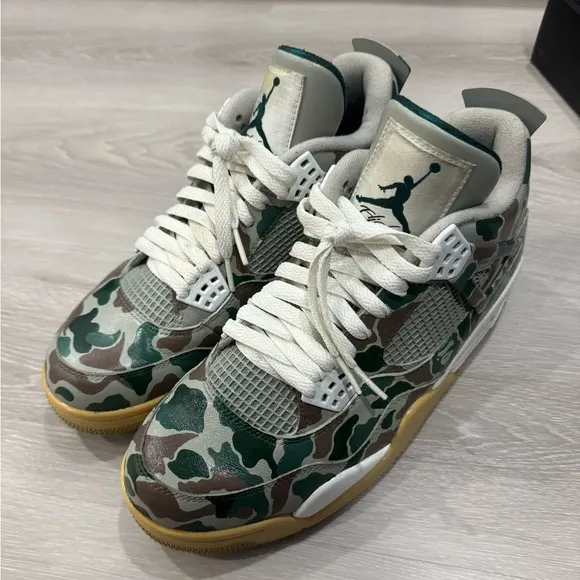 Nike Jordan 4 Military Blue Custom Bape Camo Men Shoes Sneakers Basketball