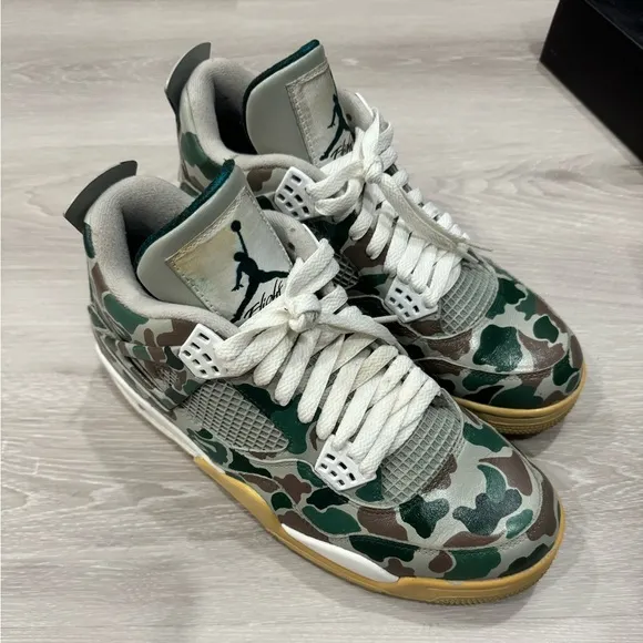 Nike Jordan 4 Military Blue Custom Bape Camo Men Shoes Sneakers Basketball