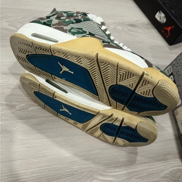 Nike Jordan 4 Military Blue Custom Bape Camo Men Shoes Sneakers Basketball