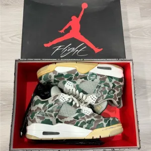Nike Jordan 4 Military Blue Custom Bape Camo Men Shoes Sneakers Basketball