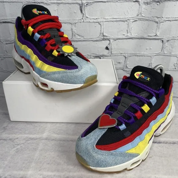Nike Mens Air Max 95 SP Psychic Blue Chrome Yellow CK5669 400 Size 6 Denim Multi