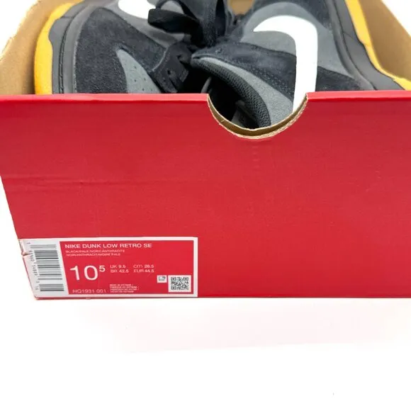 Nike Mens Dunk Low Retro Black Pale Ivory Gum Shoes Sz 10.5 NEW HQ1931-001
