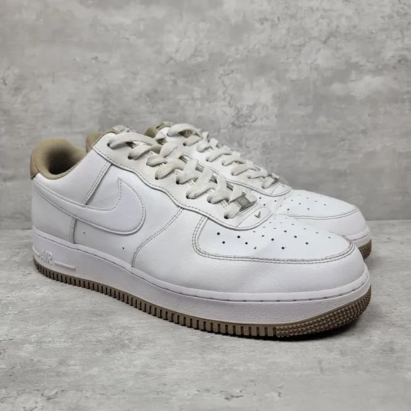 Nike Mens Size 13 Air Force 1 07 LV8 White Khaki DR9867-100 Shoes Sneakers