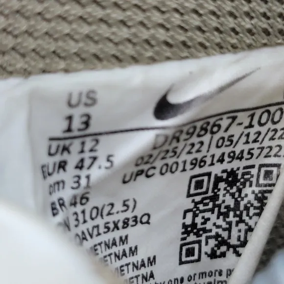 Nike Mens Size 13 Air Force 1 07 LV8 White Khaki DR9867-100 Shoes Sneakers