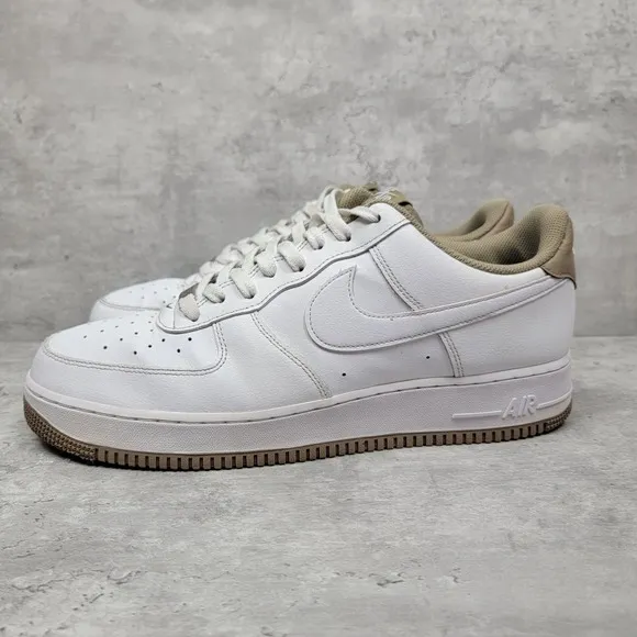 Nike Mens Size 13 Air Force 1 07 LV8 White Khaki DR9867-100 Shoes Sneakers