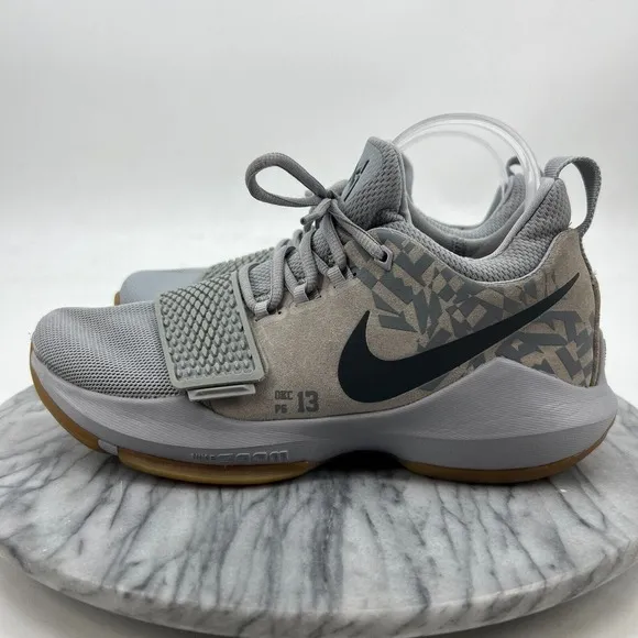Nike Paul George 1 Baseline Basketball Shoes Mens 7 Gray Low Cut Lace Up *READ