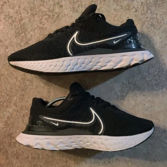Nike React Infinity Run Flyknit 3 Mens Running Shoes 13 Black Athletic Sneakers
