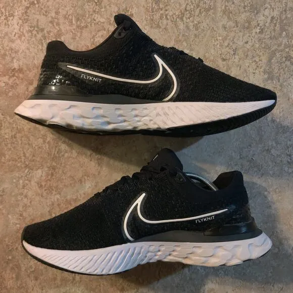 Nike React Infinity Run Flyknit 3 Mens Running Shoes 13 Black Athletic Sneakers