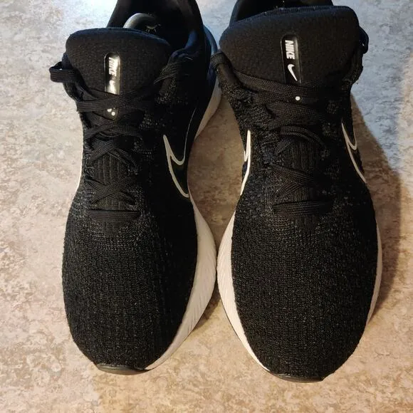 Nike React Infinity Run Flyknit 3 Mens Running Shoes 13 Black Athletic Sneakers