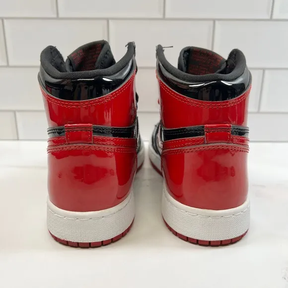 Nike Retro Air Jordan Patent Leather Bred Red Black 1s 1 GS