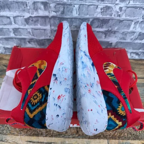 Nike Roshe Red Marble Multicolor Tribal Print Custom 669985-600 Mens Size 7