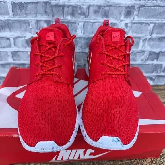 Nike Roshe Red Marble Multicolor Tribal Print Custom 669985-600 Mens Size 7
