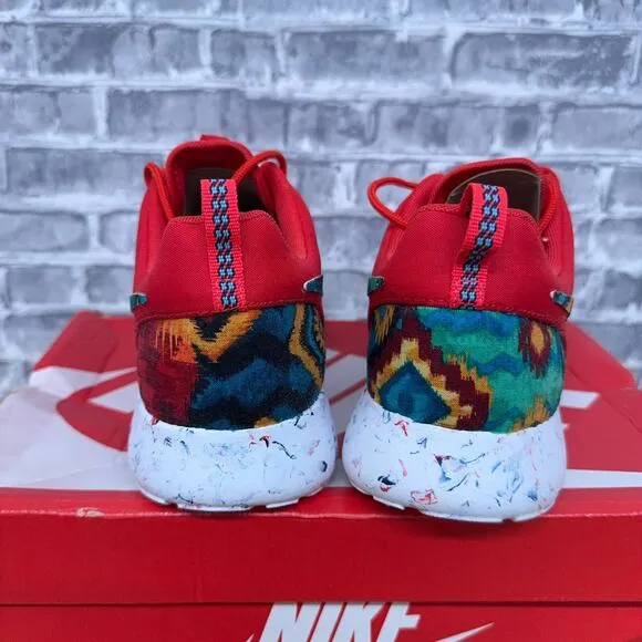 Nike Roshe Red Marble Multicolor Tribal Print Custom 669985-600 Mens Size 7