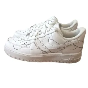 Nike Shoes Air Force 1 AF! White Custom Lightning Sneakers Size Women's 6.5