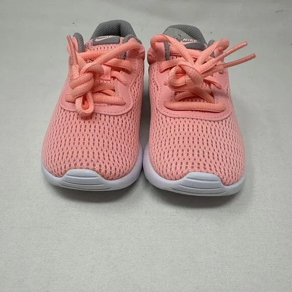 Nike Tanjun Youth 10.5c Girls Pink Gray‎ &amp; Gold Sneakers Shoes 818385-607 New