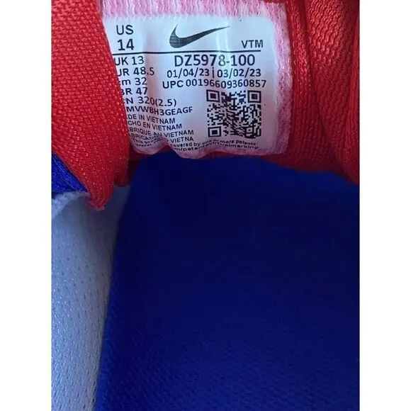 Nike Tennessee State Tigers Pegasus 40 Running Shoes DZ5978-100 Men’s Sz 14