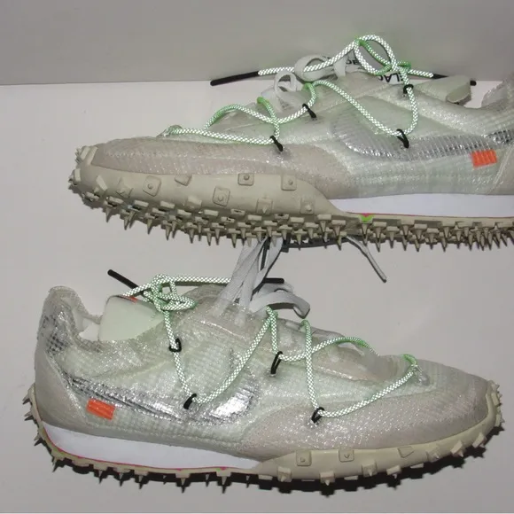Nike Waffle Racer X Off-White White Electric Green CD8180-100 Mens Size 10.5