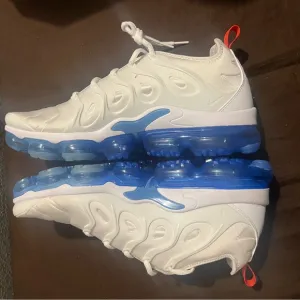 Nike White and Blue Athletic Shoes with VaporMax Plus University Blue