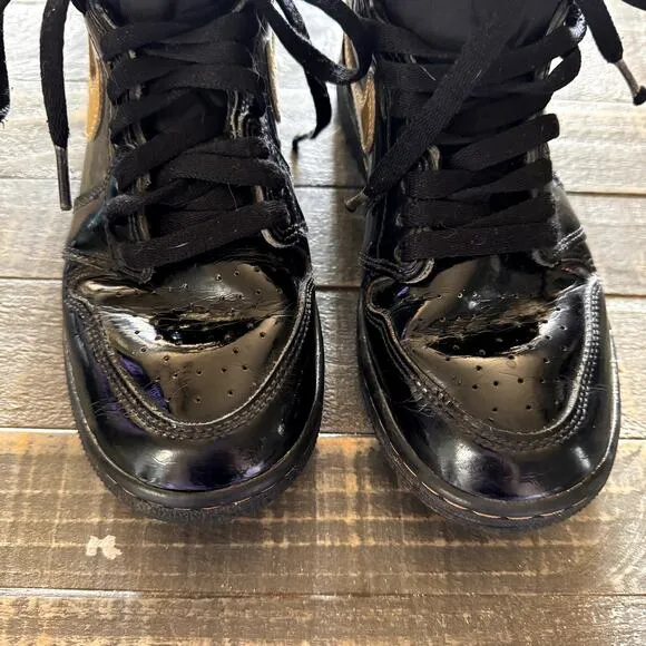 Nike Youth Air Jordan Retro I 1 High OG GS Black Metallic Gold Shoes 575441-032