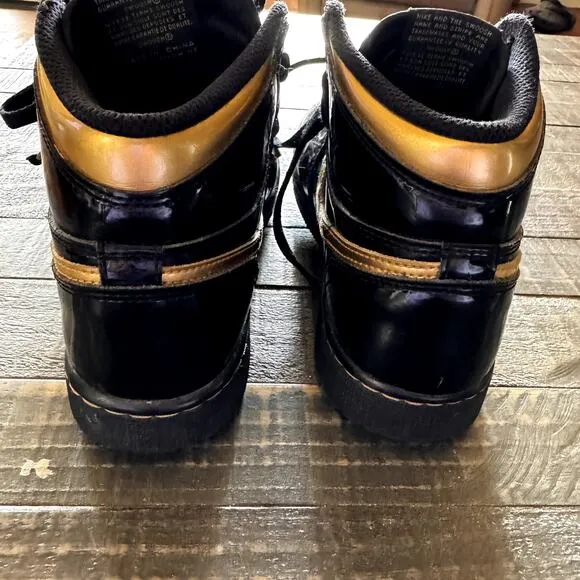 Nike Youth Air Jordan Retro I 1 High OG GS Black Metallic Gold Shoes 575441-032