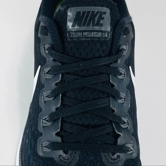 NIKE ZOOM PEGASUS 34 BLACK AND WHITE RUNNING SHOES / ATHLEISURE SNEAKERS