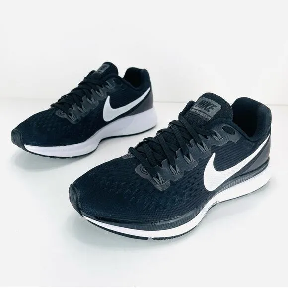 NIKE ZOOM PEGASUS 34 BLACK AND WHITE RUNNING SHOES / ATHLEISURE SNEAKERS
