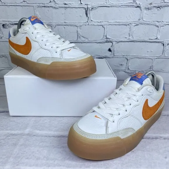 Nike‎ Zoom Womens Size 9 Pogo Plus Premium SB White Mandarin Gum FB2812-100