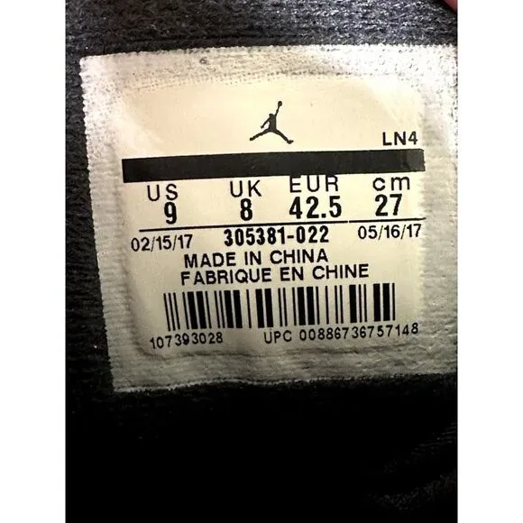 Nike Air Jordan 8 VIII Retro Bred Black Cement 305381-022 Mens Size 9