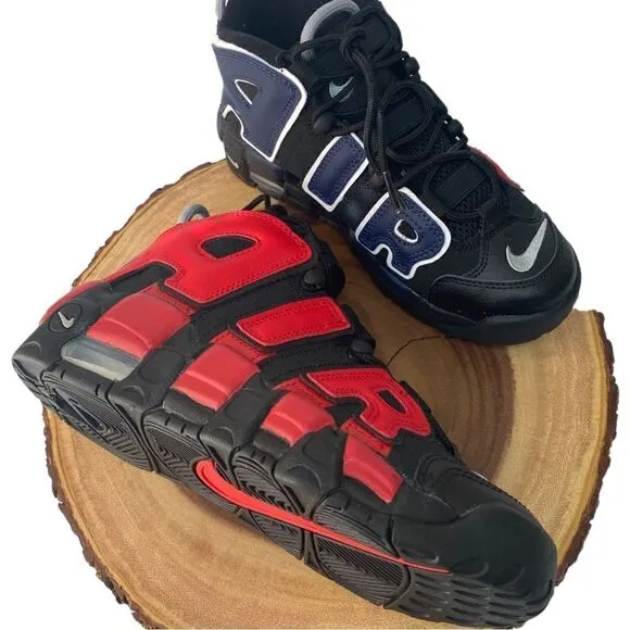 Nike Air More Uptempo '96 GS Retro Shoes Black Red Youth size 4Y / Womens 5.5