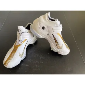 Nike Force Zoom Trout 7 Pro Mid White Metallic Gold Men’s Baseball Cleat Size 8