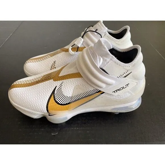Nike Force Zoom Trout 7 Pro Mid White Metallic Gold Men’s Baseball Cleat Size 8