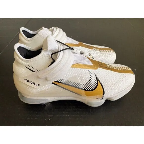 Nike Force Zoom Trout 7 Pro Mid White Metallic Gold Men’s Baseball Cleat Size 8