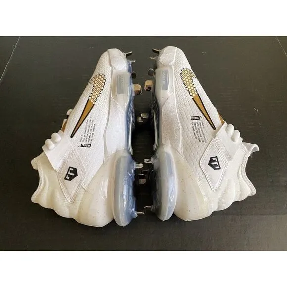 Nike Force Zoom Trout 7 Pro Mid White Metallic Gold Men’s Baseball Cleat Sz 7.5