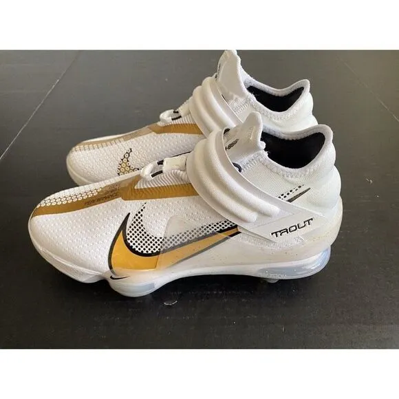 Nike Force Zoom Trout 7 Pro Mid White Metallic Gold Men’s Baseball Cleat Sz 7.5