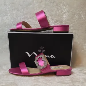 Nina Shavone Ultra Pink Crystal Satin Sandals 7M NWT