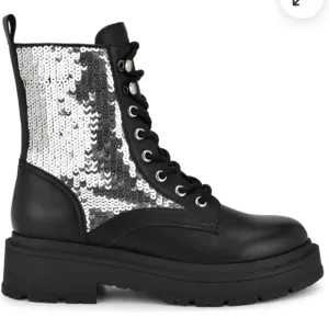 Nine West Hediy Combat Boot Sequin Designer Gaux Leather #47